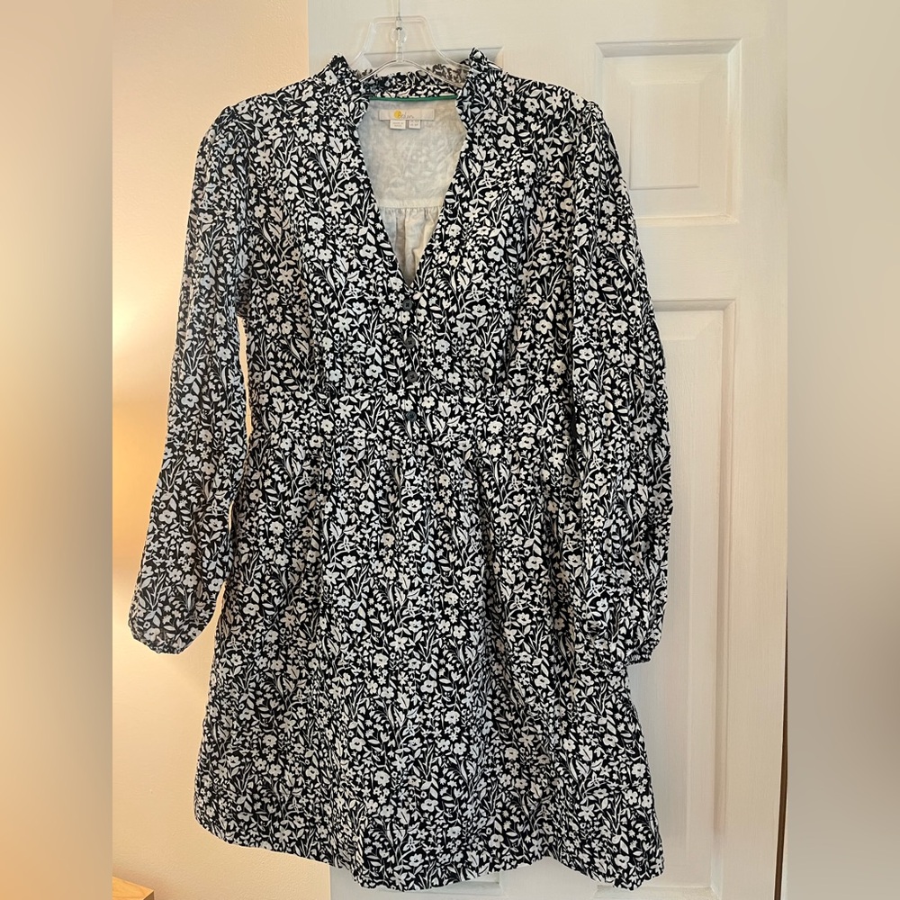 Boden Black and White Floral Dress Size 6 Petite